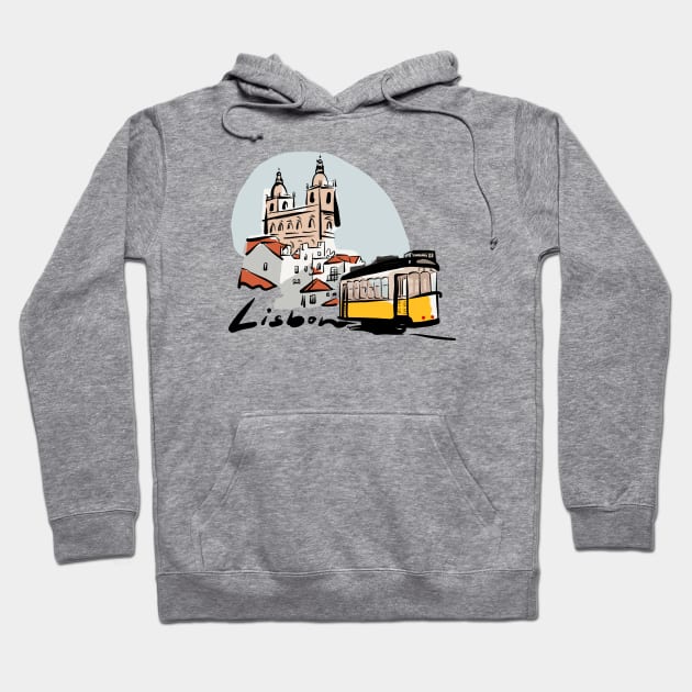 Lisboa Tram and Cathedral Hoodie by covostudio